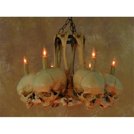 Skeletons And More SKUL-900 Life-Size Skull & Hip Bone Chandelier With Six Skulls